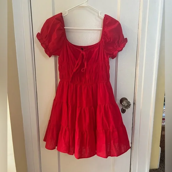 tie neck ruched bust tiered dress SHEIN | Dresses | Tie Neck Ruched Bust Tiered Dress